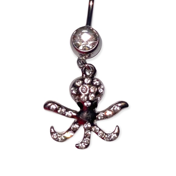 Octopus rhinestone belly piercing ring - Picture 2 of 2